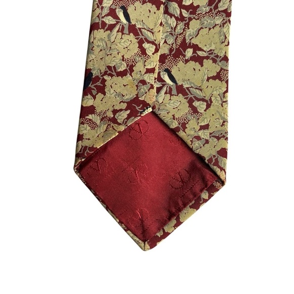 VALENTINO 90s Vintage Allover Floral Leaf Print Silk Tie Made In Italy - Picture 8 of 11